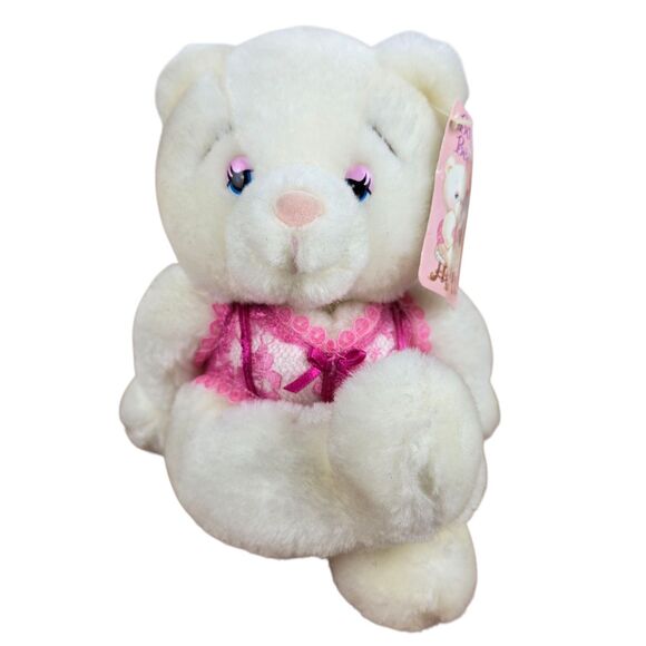 NWT Vintage Russ Boudoir Bear Plush 3621 White Lingerie Sexy White Pink 6" - Picture 3 of 11